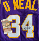 Shaquille O'Neal Lakers autographed custom jersey with JSA COA