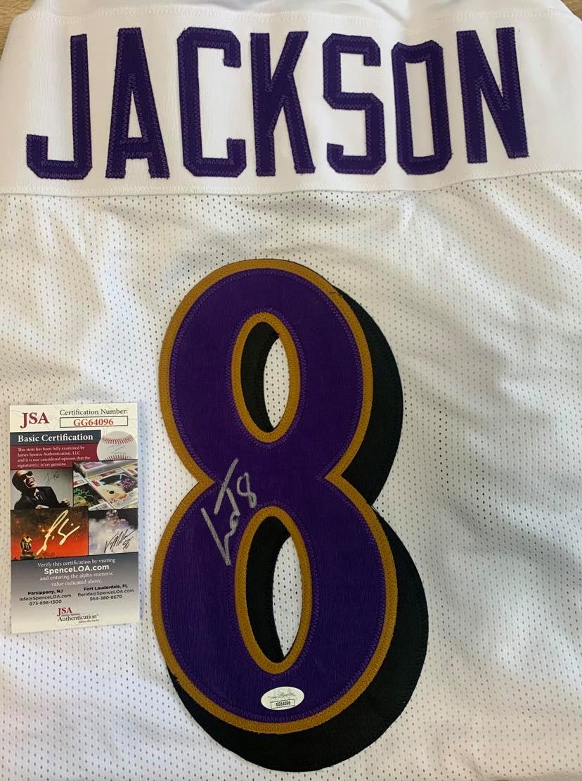 Lamar Jackson Ravens autographed custom jersey with JSA COA