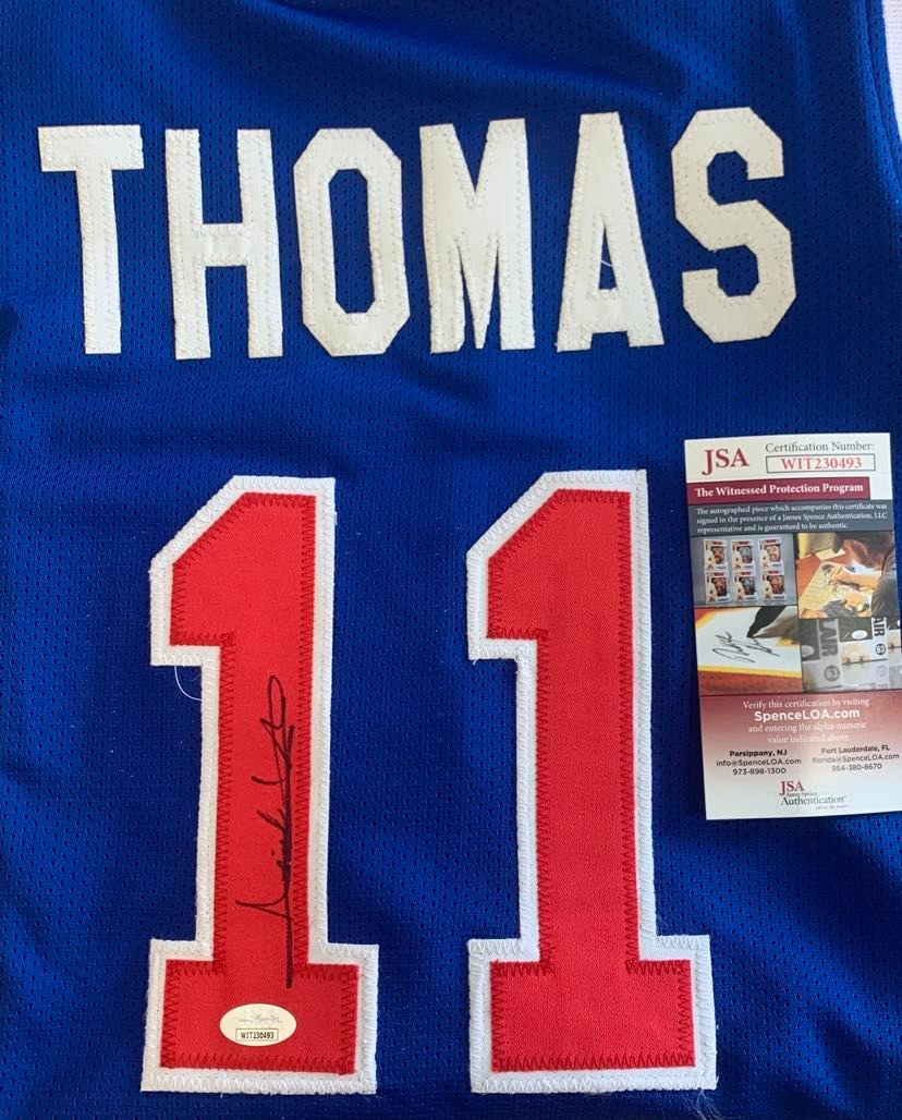 Isiah Thomas Pistons autographed custom jersey with JSA COA