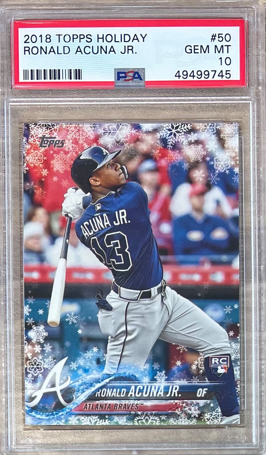2018 Topps Holiday Ronald Acuna Jr Rookie Card PSA 10