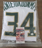 Giannis Antetokounmpo autographed custom jersey with JSA COA (home)