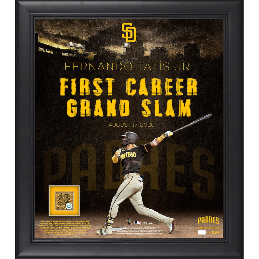 Fanatics Authentic Fernando Tatis Jr. San Diego Padres Framed 15x17” First Career Grand Slam Collage with a Capsule of Game-Used Dirt - Limited Edition of 234