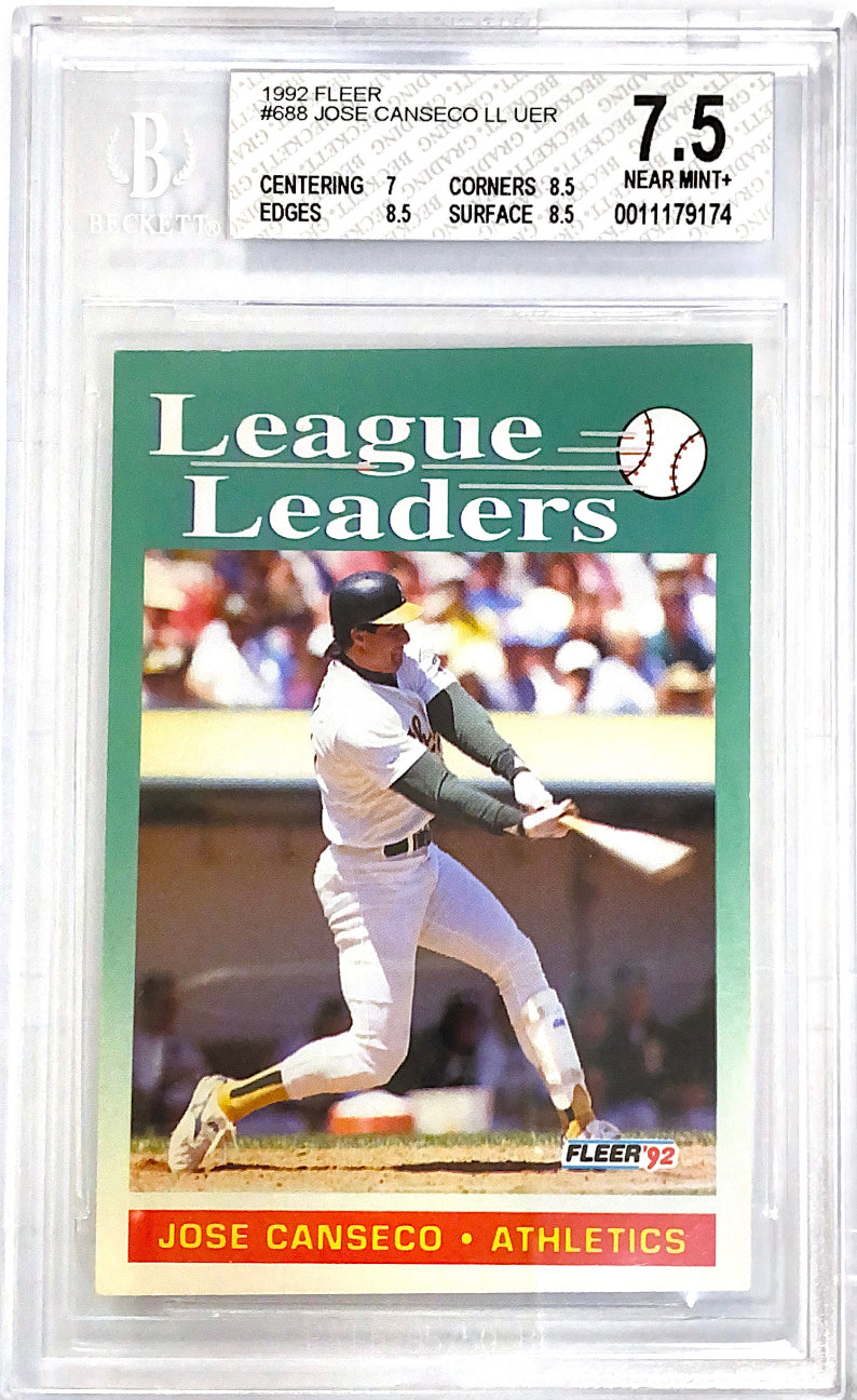 1992 Fleer League Leaders Jose Canseco BGS 7.5