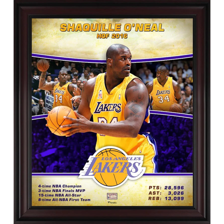 Fanatics Authentic Shaquille O’Neal Los Angeles Lakers Framed 15x17” Hardwood Classics Collage