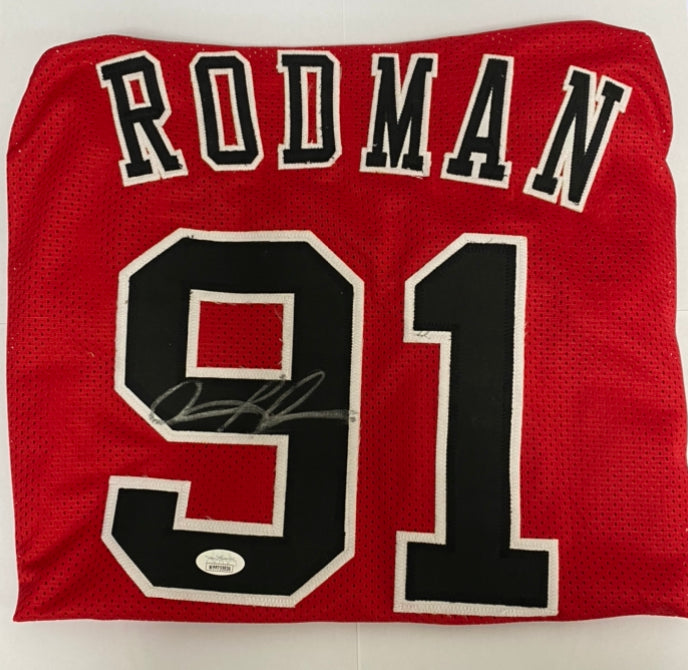 Dennis Rodman Bulls autographed custom singlet with JSA COA