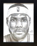 Limited Edition Hand Drawn Framed Print of LeBron James by Jacob Burgess #/300