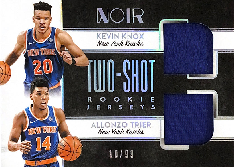 2018-19 Noir Two-Shot Rookie Jerseys Allonzo Trier and Kevin Knox #/99